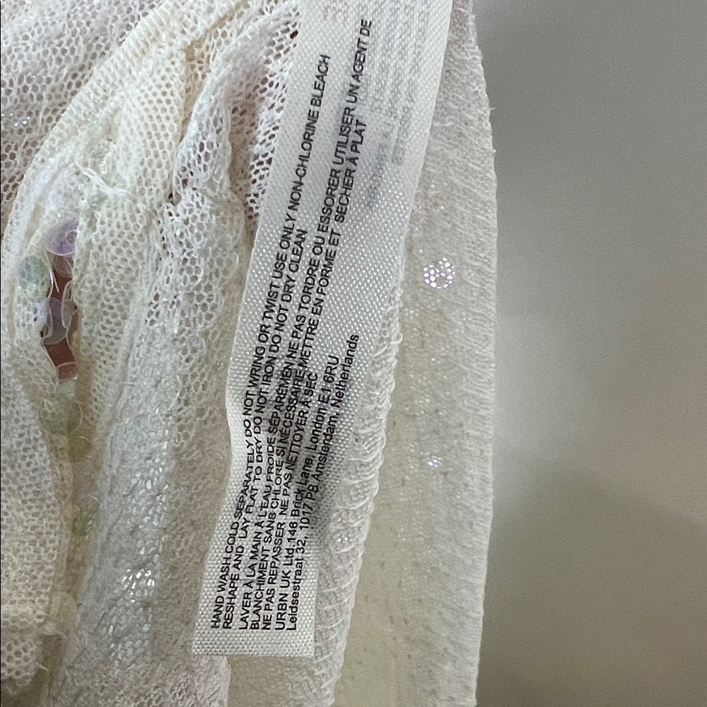 NWT Sequin Lace Halter Top Cream Free People - Picture 11 of 13